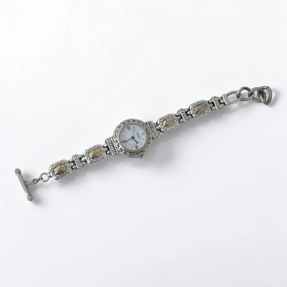 Brighton Nantucket Mixed Metal Watch Rope Detail Silver Gold Toggle Clasp 8